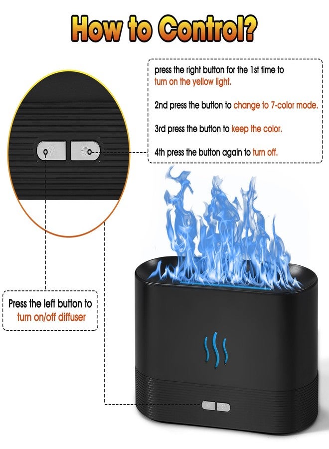 VZZNN 2 Pack Essential Oil Diffuser,Colorful Flame Air Aroma Diffuser Humidifier,Upgraded 7 Flame Colors Noiseless Essential Oil Diffuser for Home,Office,Yoga with Auto-Off Protection(180mL,Black) - Image 3